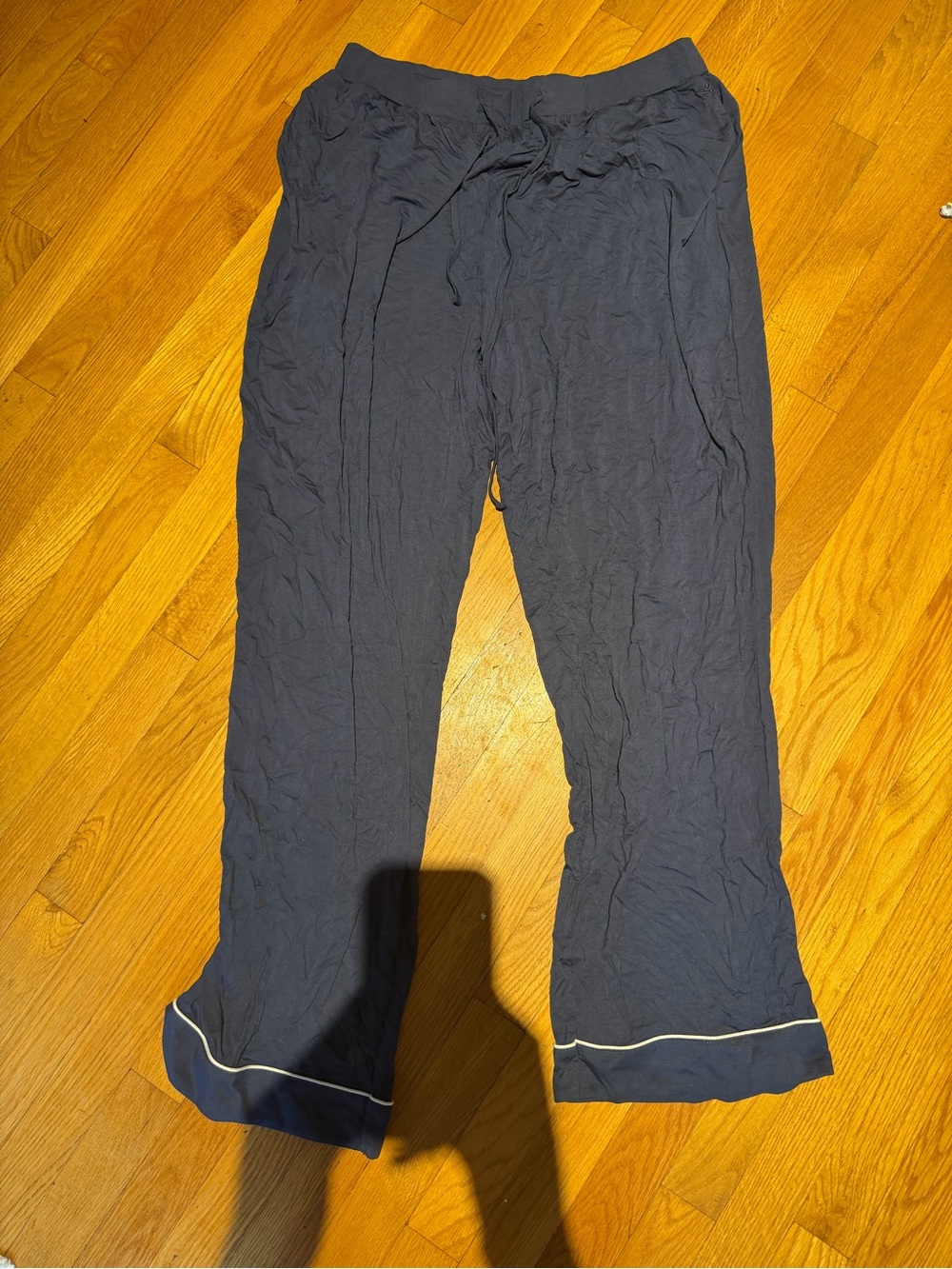 Navy Women's Lounge Pajama Pants with Drawstring - Picture 2 of 2